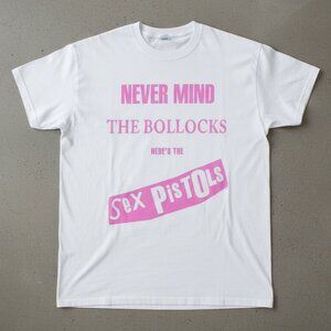 Vintage Style Punk Rock Graphic T-Shirt – Never Mind Slogan Tee – White Unisex